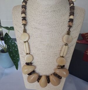 Natural Tagua Nut  Tan and Brown Necklace